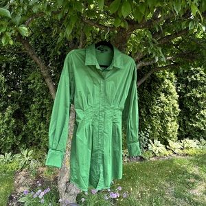 Green Button-Up Shirt Dress